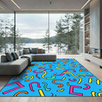 Retro Geometric Confetti Shapes Rug