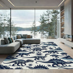 Jungle Dinosaur Landscape Slate Grey Rug