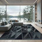 Dark Gray Modern Geometric Facade Rug