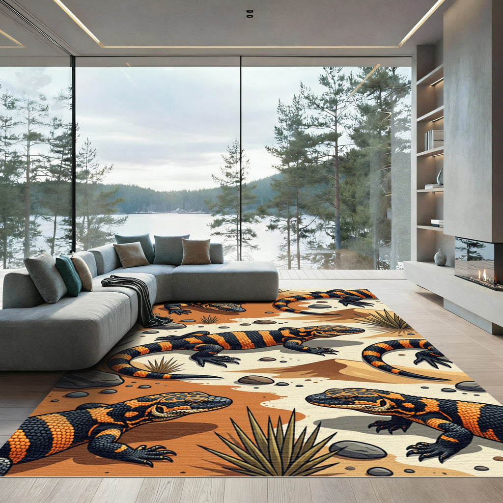 Vibrant Gila Monster Desert Texture Rug