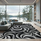 Monochrome Swirling Smoke Cloud Rug