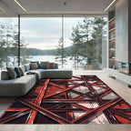 Crimson Industrial Scaffolding Abstraction Rug