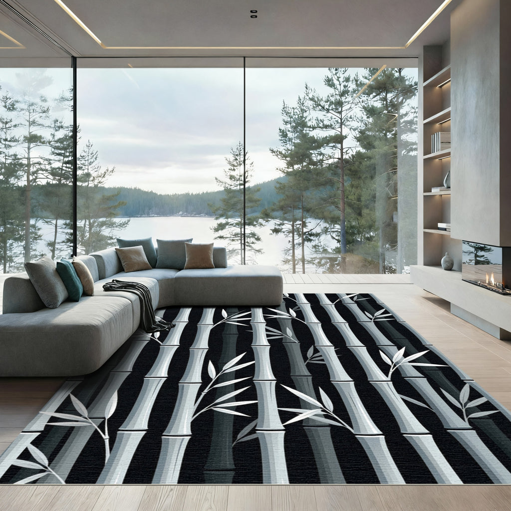 Monochrome Bamboo Serene Grove Rug
