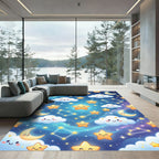 Cute Kawaii Celestial Moon Star Sky Rug