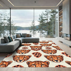 Ornate Golden Cheetah Face Silhouette Rug