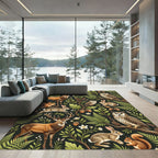 Enchanted Forest Woodland Animal Foliage Rug