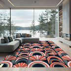 Coral Fan Rainbow Mid Century Rug