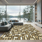 Modern Neutral Earth Geometric Tiled Accent Rug