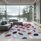 Vibrant Floral Blossom Falling Petals Rug