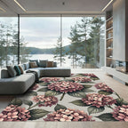 Vintage Blush Pink Hydrangea Floral Rug