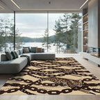 Ocelot and Bronze Chain Link Illustration Rug