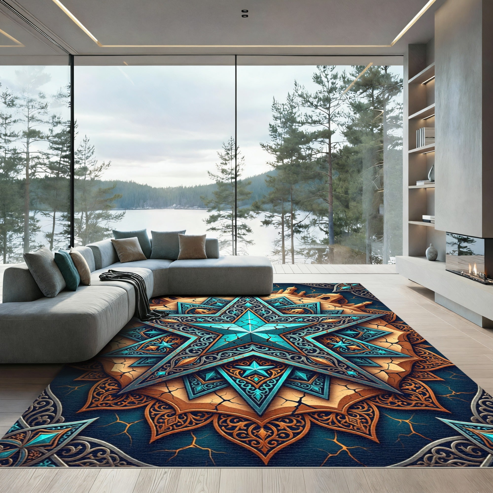 Celestia Turquoise Star Medallion Rug