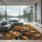 Golden Rose Chrysanthemum Blossom Arrangement Rug