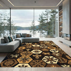 Earthy Tribal Hexagon Animal Earth Tone Rug