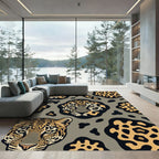 Graphic Leopard Face Safari Texture Rug