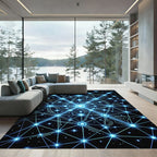 Electric Blue Cybernetic Star Network Rug