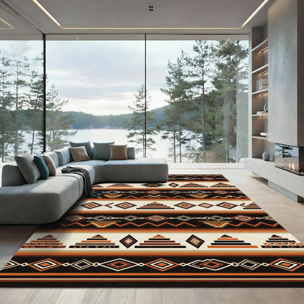 Earthy Tones Geometric Pyramid Stripe Rug