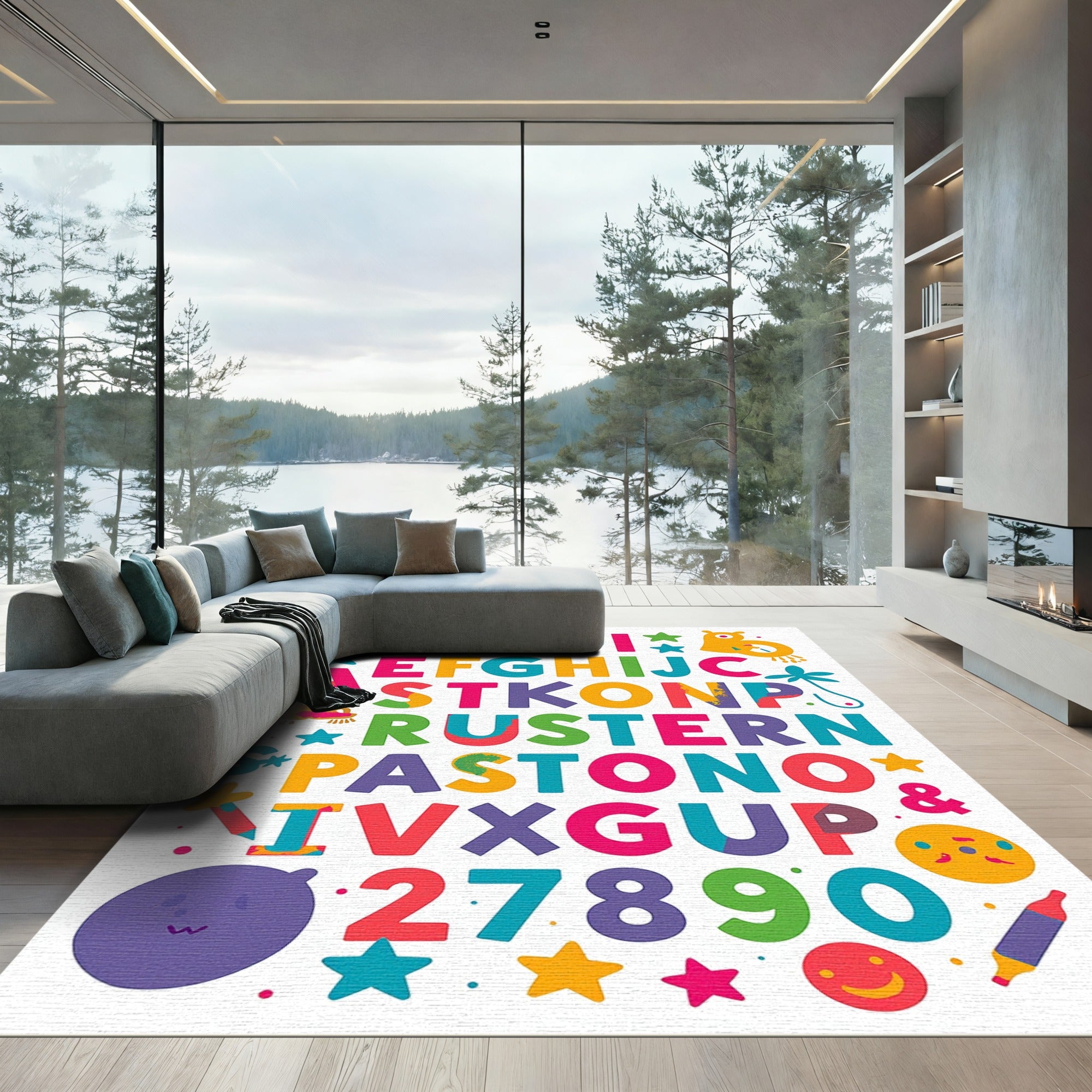 Alphabet Zoo Playful Multicolor Letters Rug