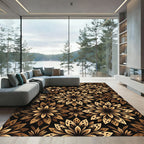 Rich Brown Floral Mandala Rug