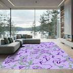 Purple Green Floral Vine Scroll Rug