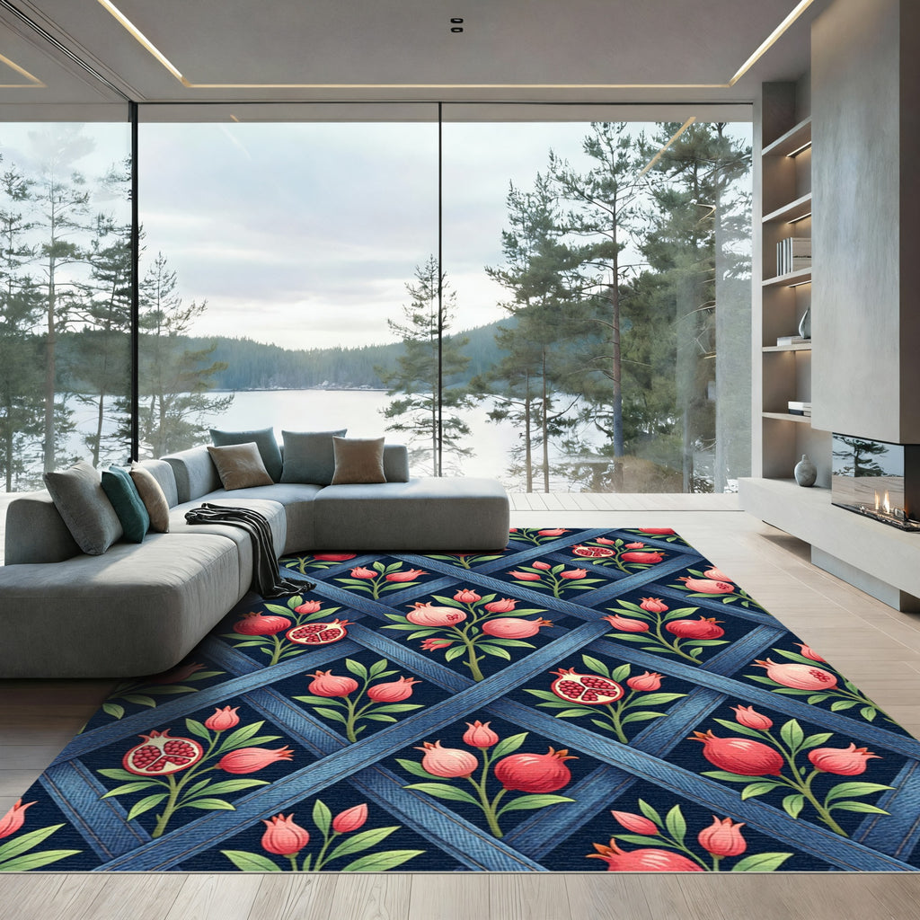 Pink Pomegranate Garden Lattice Rug