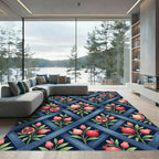 Pink Pomegranate Garden Lattice Rug