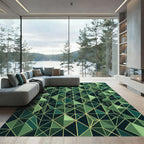 Modern Emerald Geometric Prism Rug