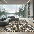 Vintage Sepia Floral Scroll Rug