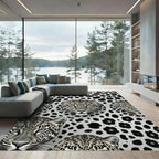 Monochrome Leopard Portrait Arrangement Rug