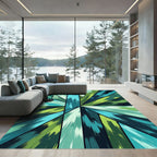 Vibrant Teal Green Shattered Geometric Rug