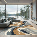 Earthy Swirl Abstract Brushstroke Rug