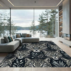 Monochrome Leopard Face Jungle Art Rug