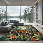 Lush Golden Tropical Tiger Jungle Rug