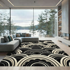 Art Deco Black And White Ripple Rug