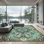 Sage Filigree Floral Medallion Rug
