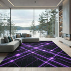 Geometric Radiant Purple Light Grid Rug