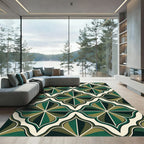 Green and White Quatrefoil Medallion Rug