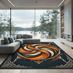 Vibrant Orange Swirl Abstract Art Rug
