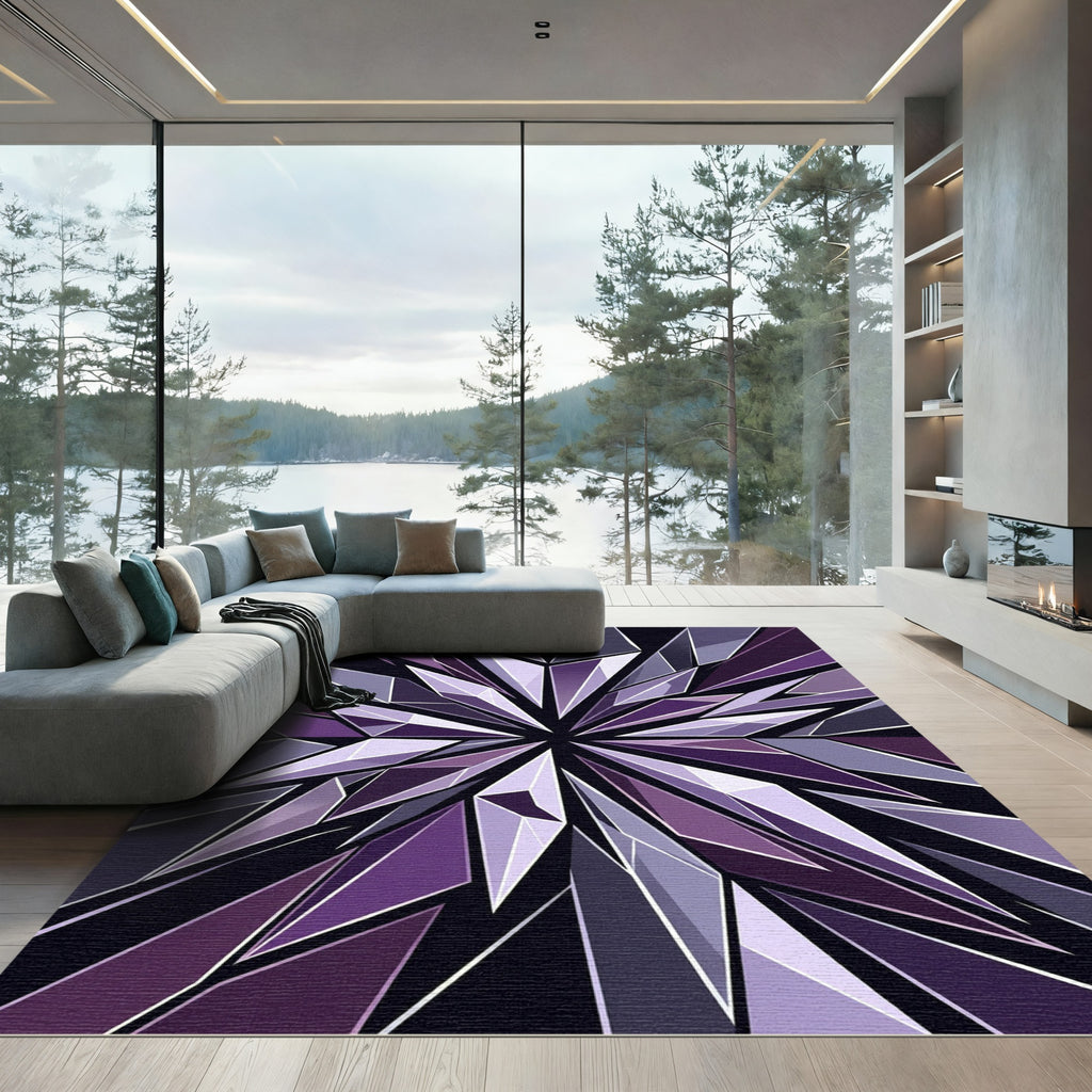 Geometric Amethyst Crystal Radial Star Rug