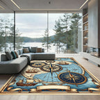 Nautical Compass Ships Map Rug