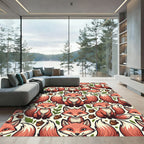 Whimsical Orange Fox Woodland Acorn Illustration Rug