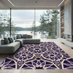 Deep Purple Geometric Star Medallion Rug
