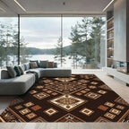 Rich Brown Earthy Diamond Medallion Rug