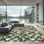 Sage Green Trellis Floral Vine Wallpaper Rug