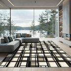 Modern Beige Grid Geometric Abstract Area Rug