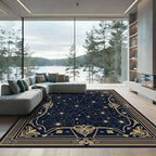 Celestial Gold Starry Night Sky Rug