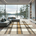 Brown Beige White Plaid Rug