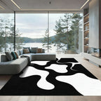 Bold Abstract Monochrome Organic Flow Rug