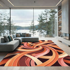 Abstract Swirl Coral Peach Ribbons Rug