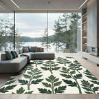 Forest Green Leaf Branch Overlay Rug
